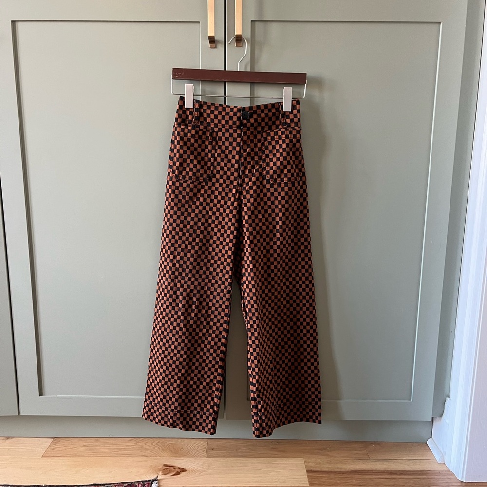 Anthropologie Maeve Colette brown checkered pants